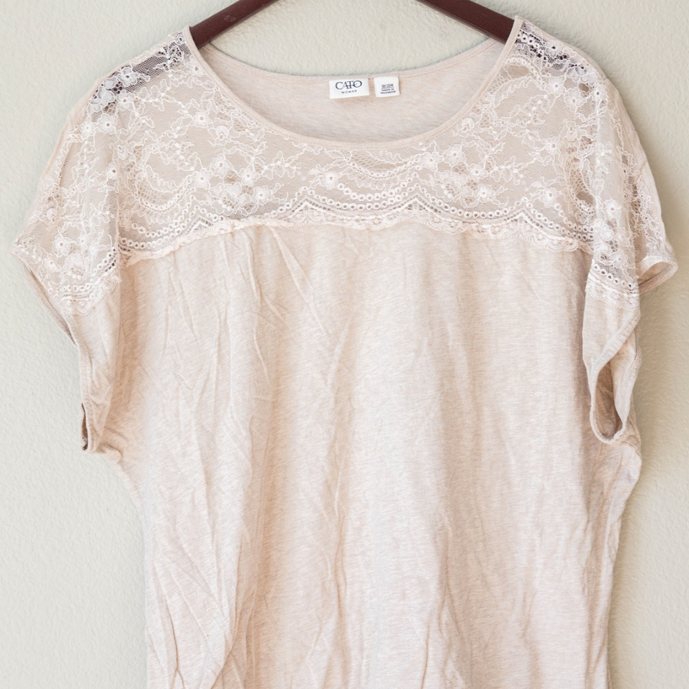 Cato Lace Shoulder Tee Top Plus Size